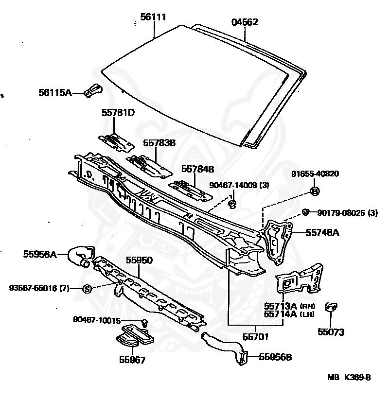 55783-14090 - Toyota - Louver, Cowl Top Ventilator, Center No.1