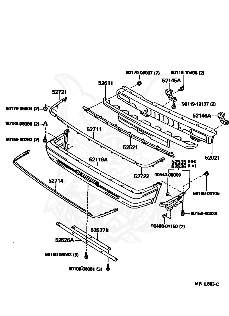 52711-30090 - Toyota - Moulding, Front Bumper - Nengun Performance