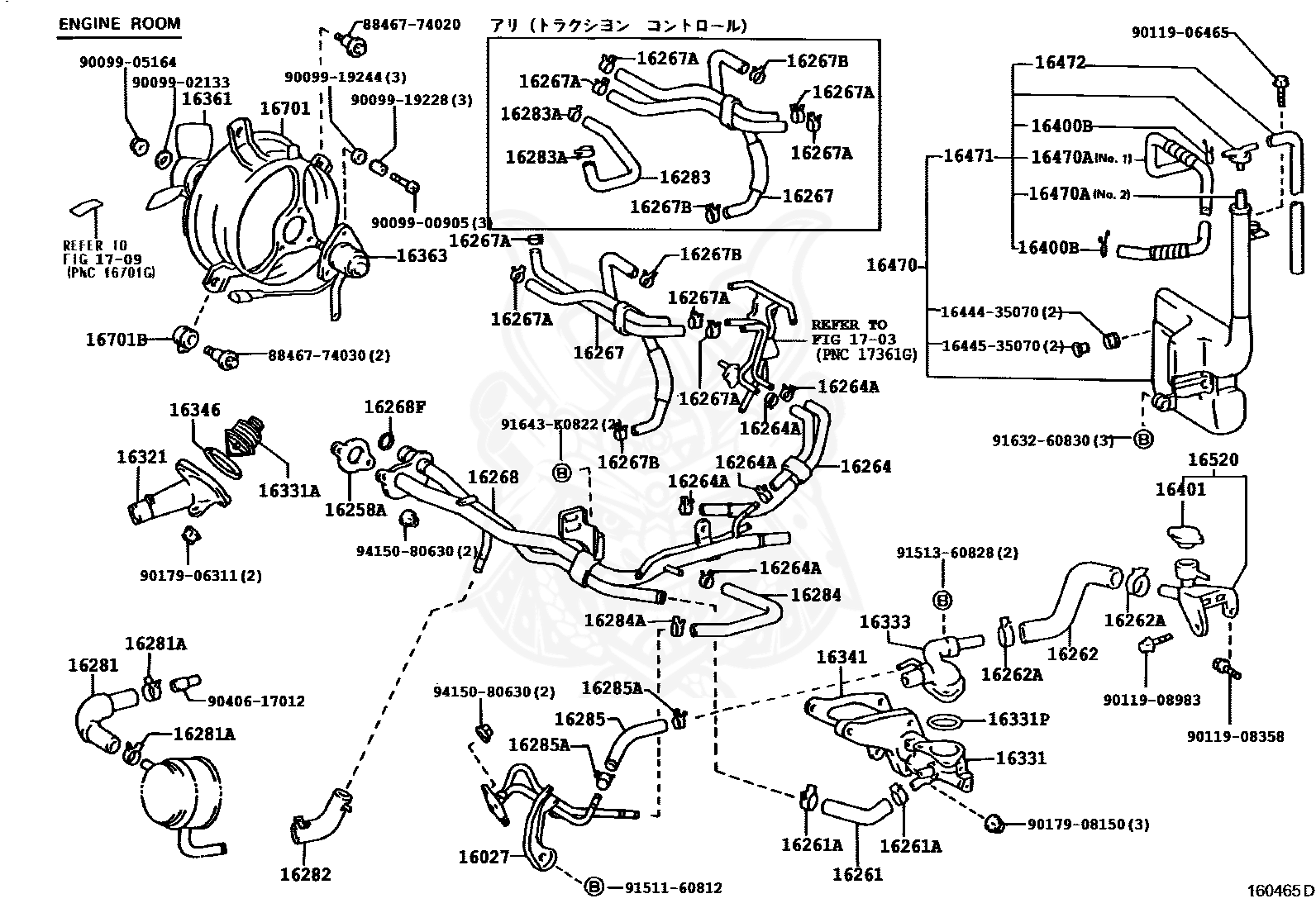 16282-88480 - Toyota - Hose, Water By-pass, No.5 - Nengun Performance