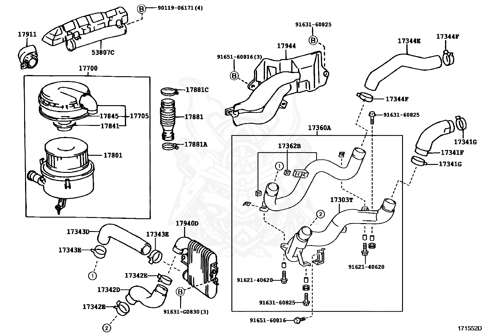 96111-10800 - Toyota - Clamp (for Air Cleaner Hose, No. 1) - Nengun ...