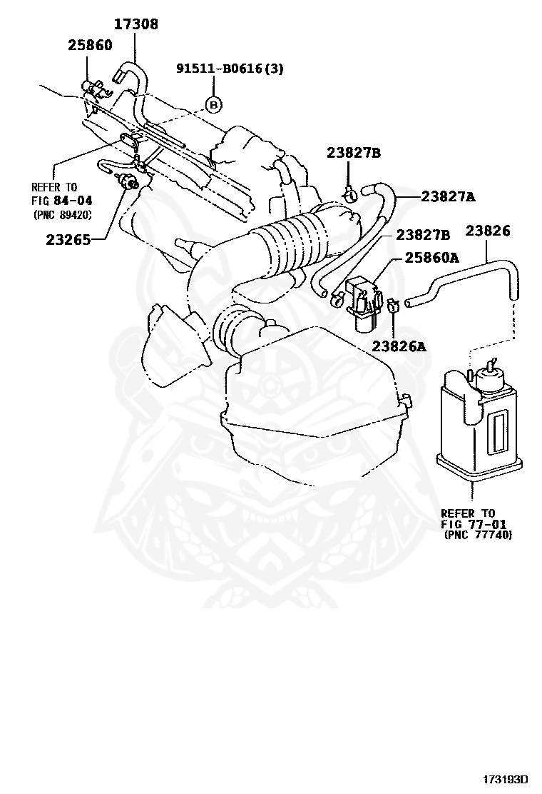 17308-28010 - Toyota - Hose Sub-assy, Vacuum (for Idle-up 