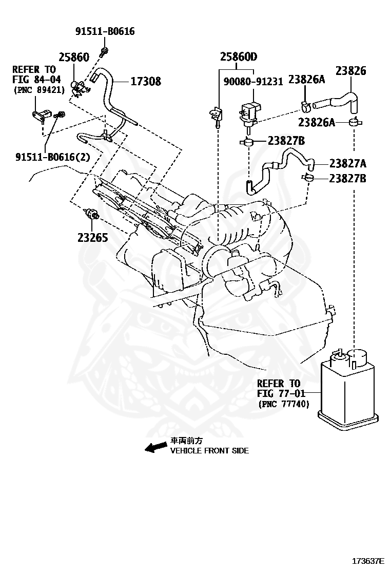 Toyota 17308-31030 Vacuum Hose Sub-Assembly 
