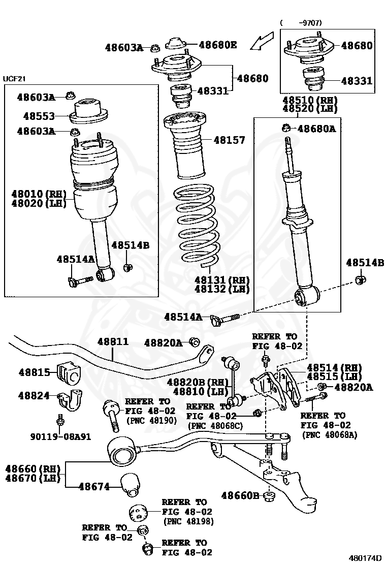 48010-59015 - Toyota - Cylinder Assy, Pneumatic, Front Lh W / Shock ...