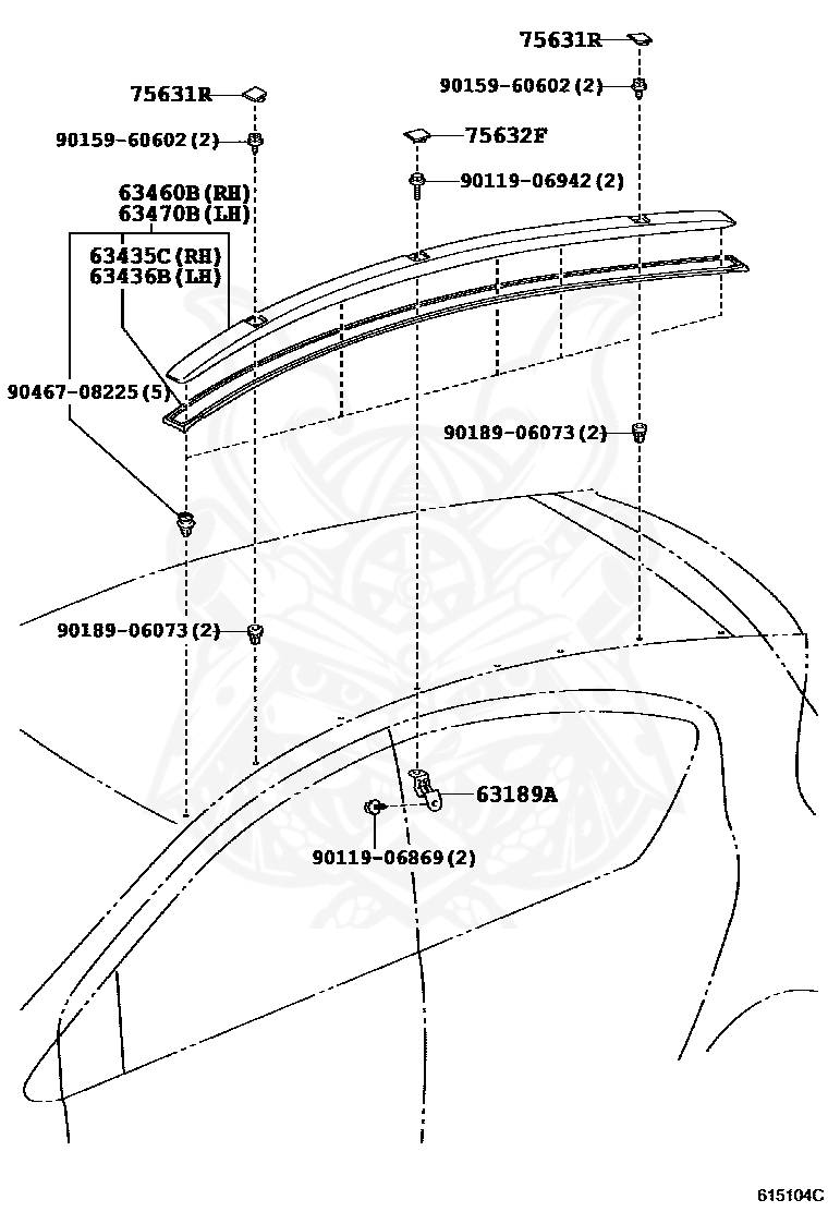 6318952030 Toyota Bracket, Roof Rack, Center Nengun Performance
