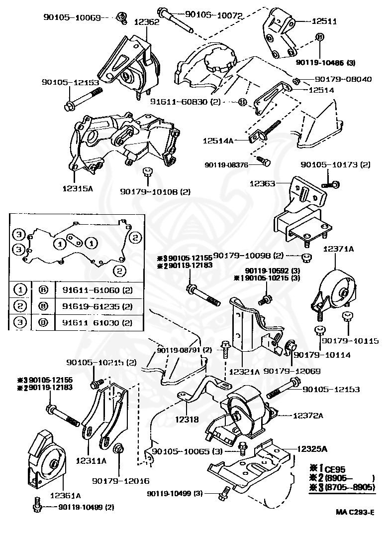 Toyotum Corolla Engine Insulator Diagram Mount