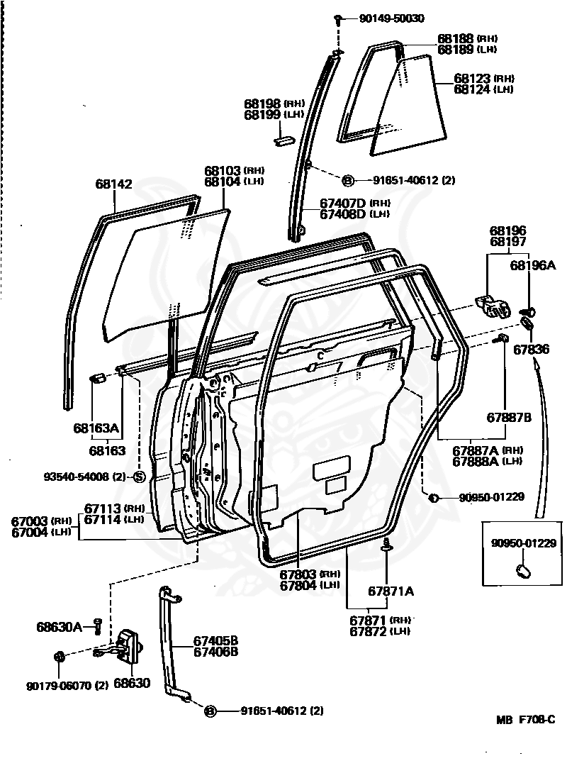 67868-30040 - Toyota - Retainer (for Front Door Weatherstrip) - Nengun 