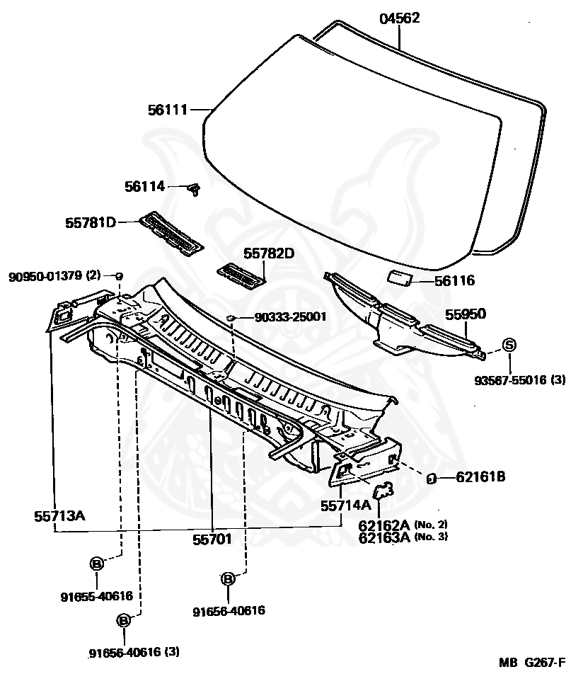 0456230040+Genuine+Toyota+Dam+Kit+Back+Window+Glass+04562-30040