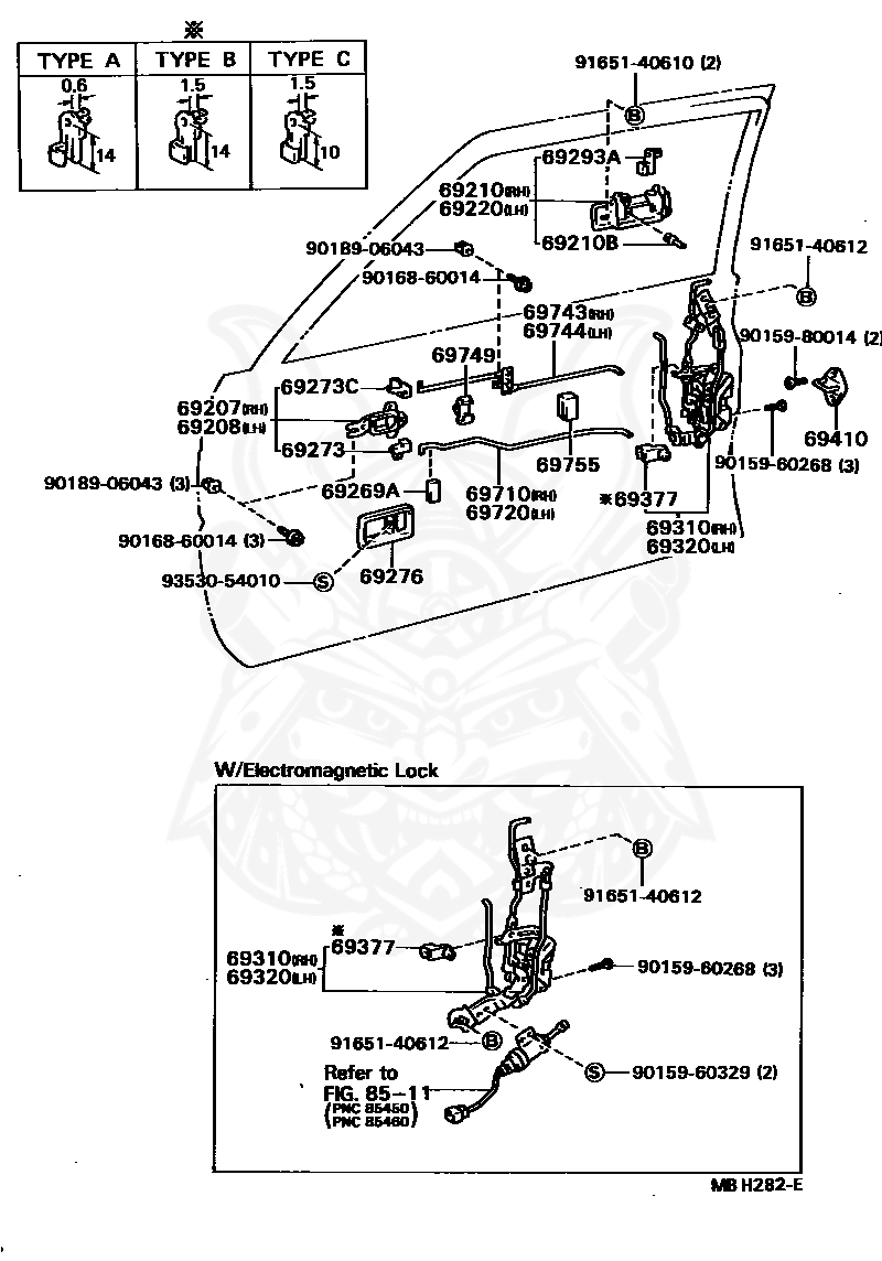 69759-20060 - Toyota - Snap, Door Inside Handle Link