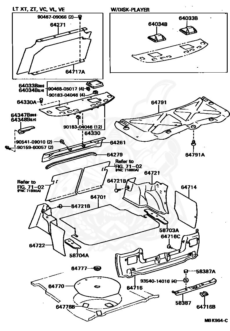 90467-07042-03 - Toyota - Clip (for Luggage Compartment Trim