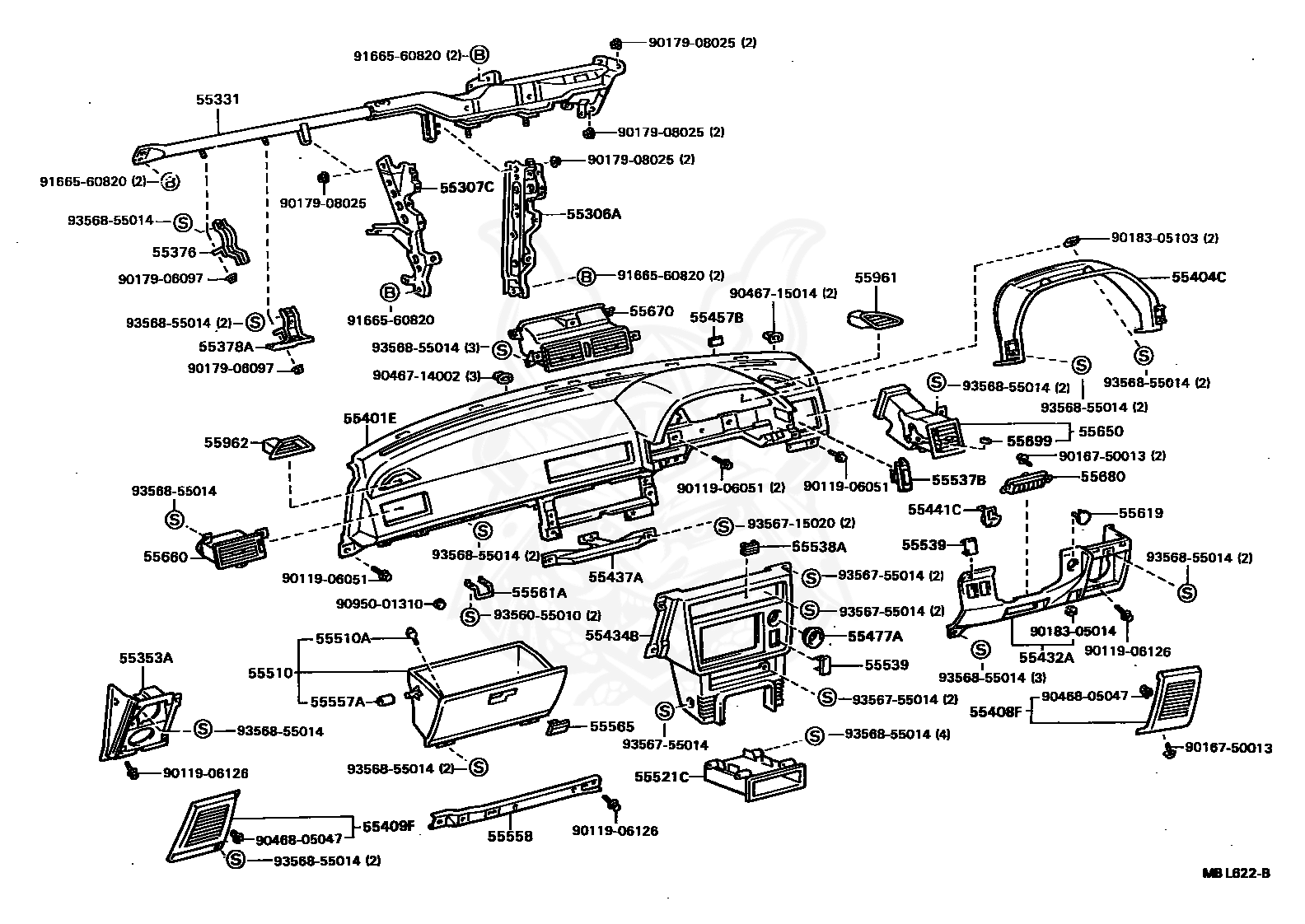 55434-20050-01 - Toyota - Panel, Instrument Panel Finish, Lower 