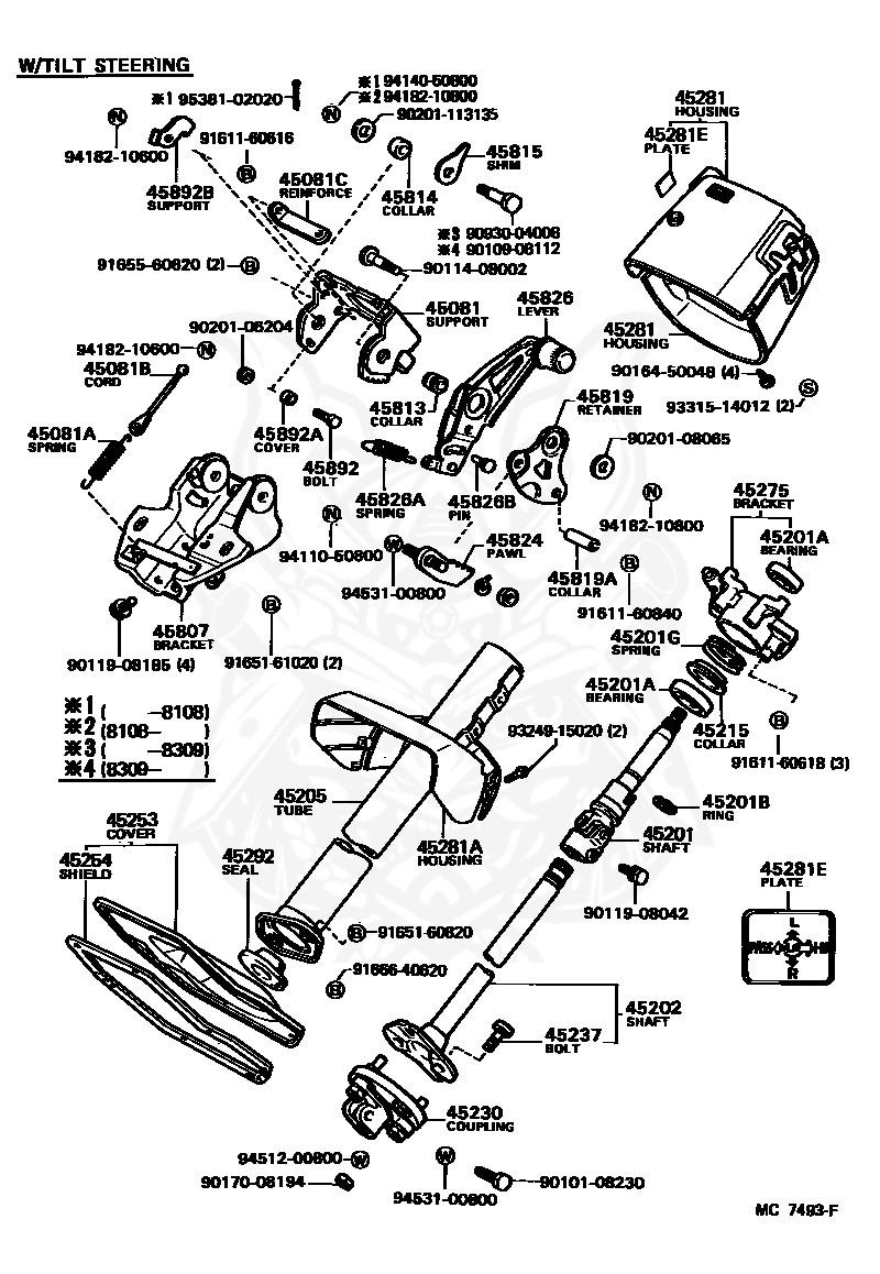 45283-22010 - Toyota - Plate, Beam Change & Turn Signal Caution ...