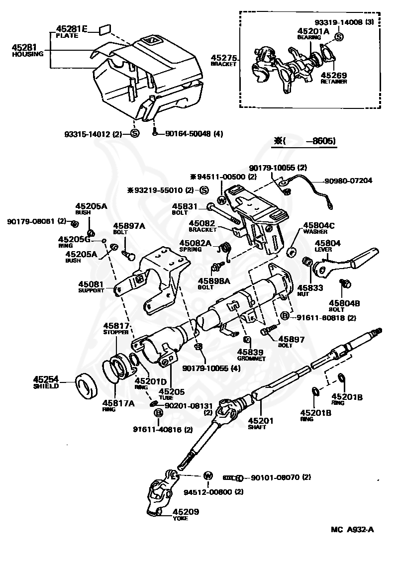 90508-29015 - Toyota - Spring, Torsion (for Tilt Steering Return 