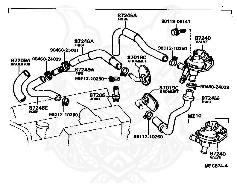 87245-24040 - Toyota - Hose, Heater Water Inlet A - Nengun Performance