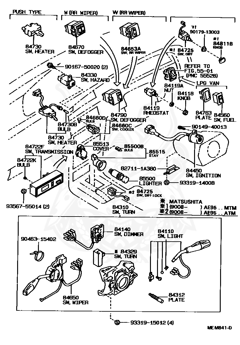 84112-80007 - Toyota - Switch Assy, Light Control, No.1 - Nengun 