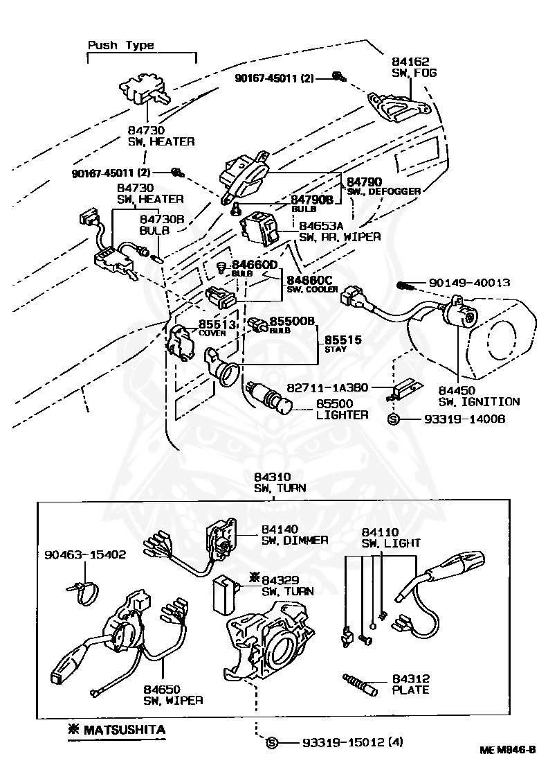 84112-80007 - Toyota - Switch Assy, Light Control, No.1 - Nengun 