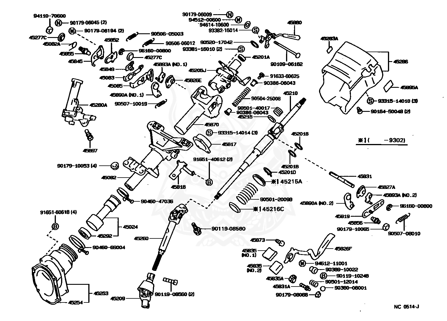 45283-22010 - Toyota - Plate, Beam Change & Turn Signal Caution ...