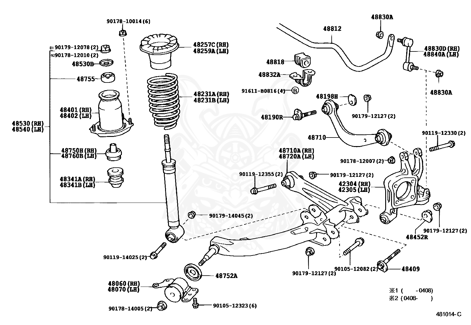 toyota rear suspension diagram