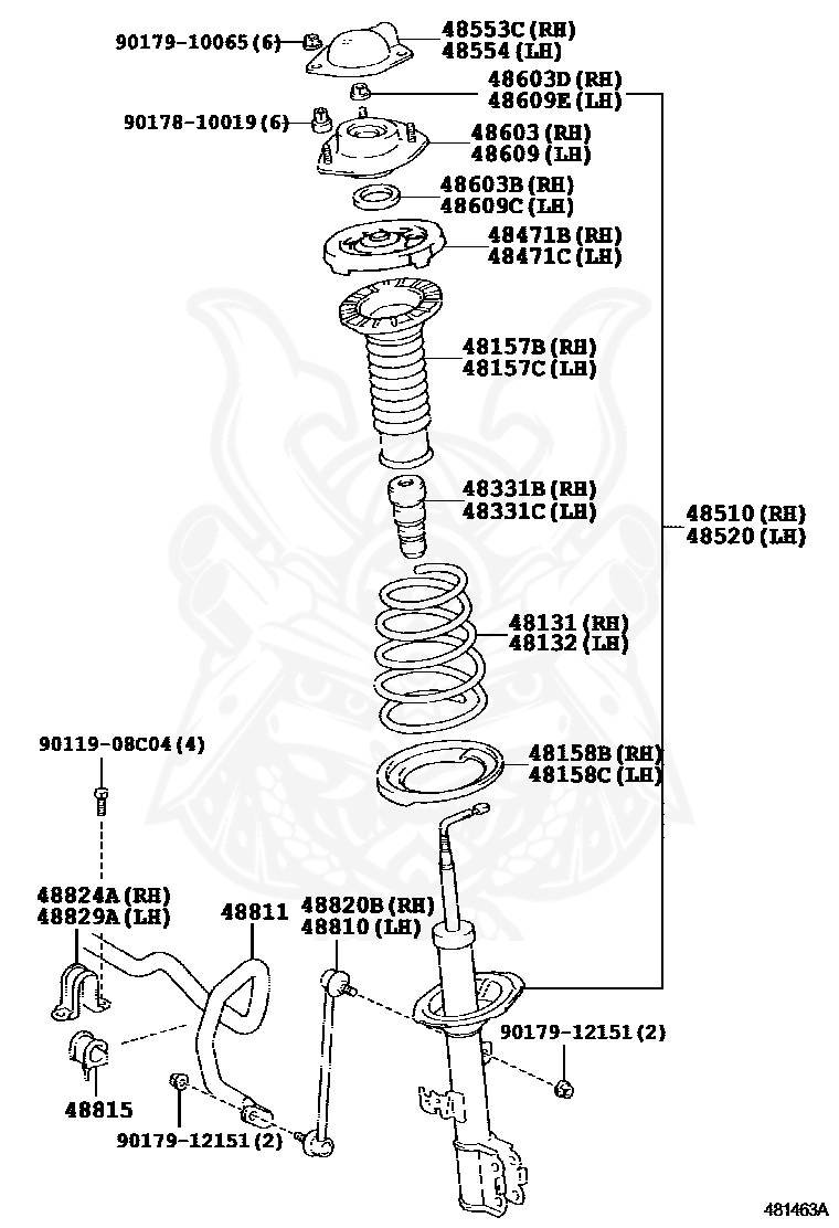 48520-29895 - Toyota - Front Left Shock Absorber (with TEMS 