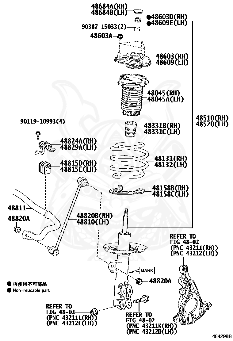 48609-47060 - Toyota - Support Sub-assy, Front Suspension, Lh 