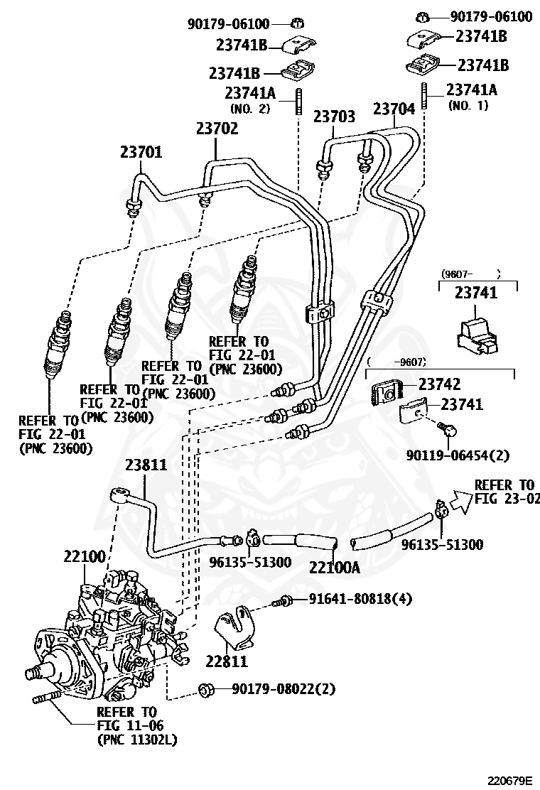 23704-54100 - Toyota - PIPE SUB-ASSY, INJECTION, NO.4 - Nengun 