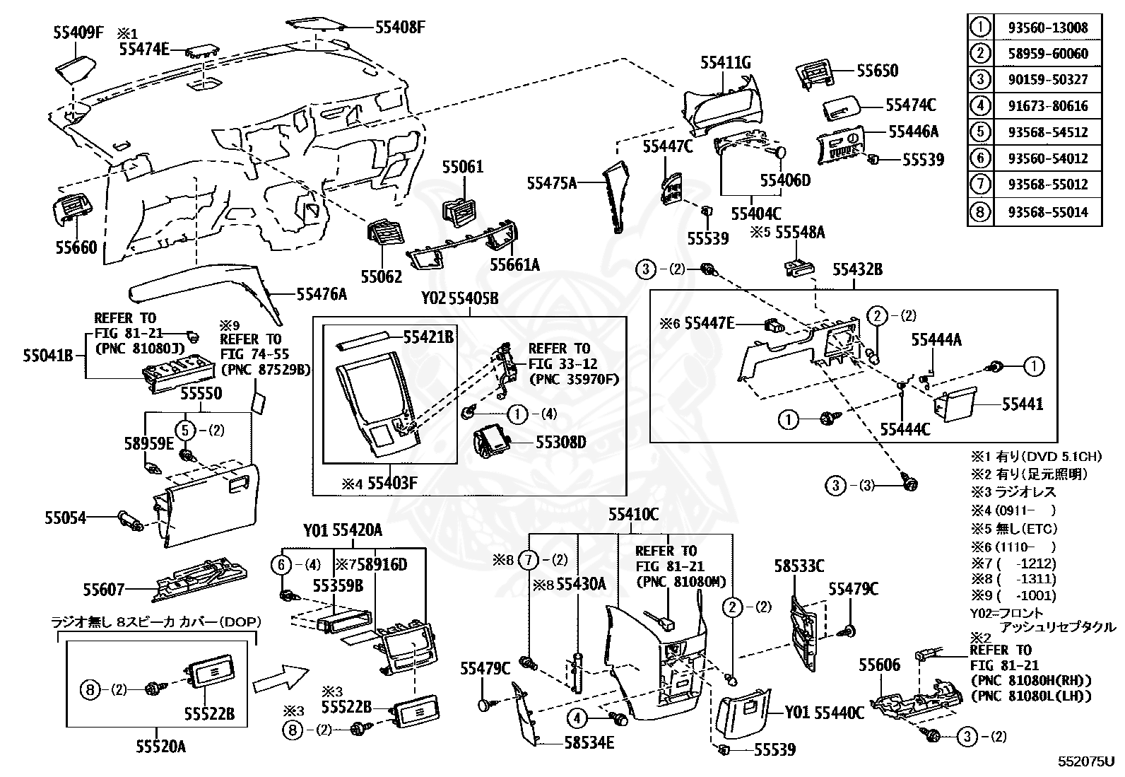 55308-58030 - Toyota - BOX SUB-ASSY, INSTRUMENT PANEL, CENTER 