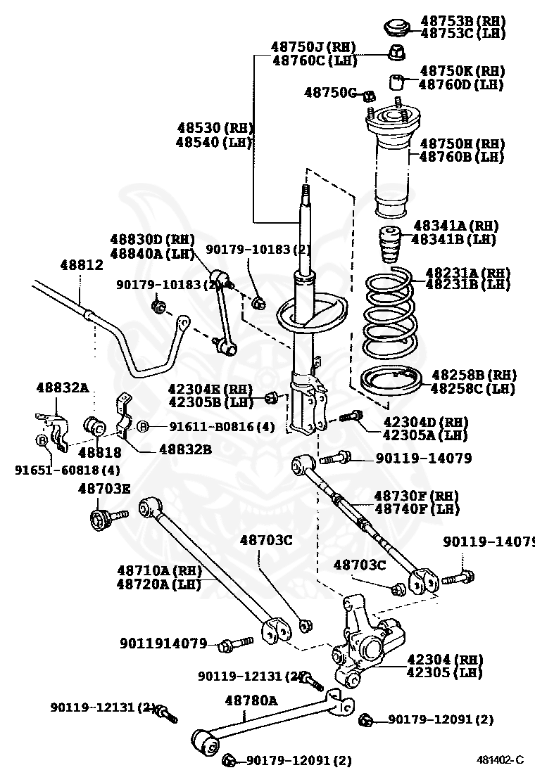 90901-05001 - Toyota - Bolt (for Steering Knuckle Lh) - Nengun 