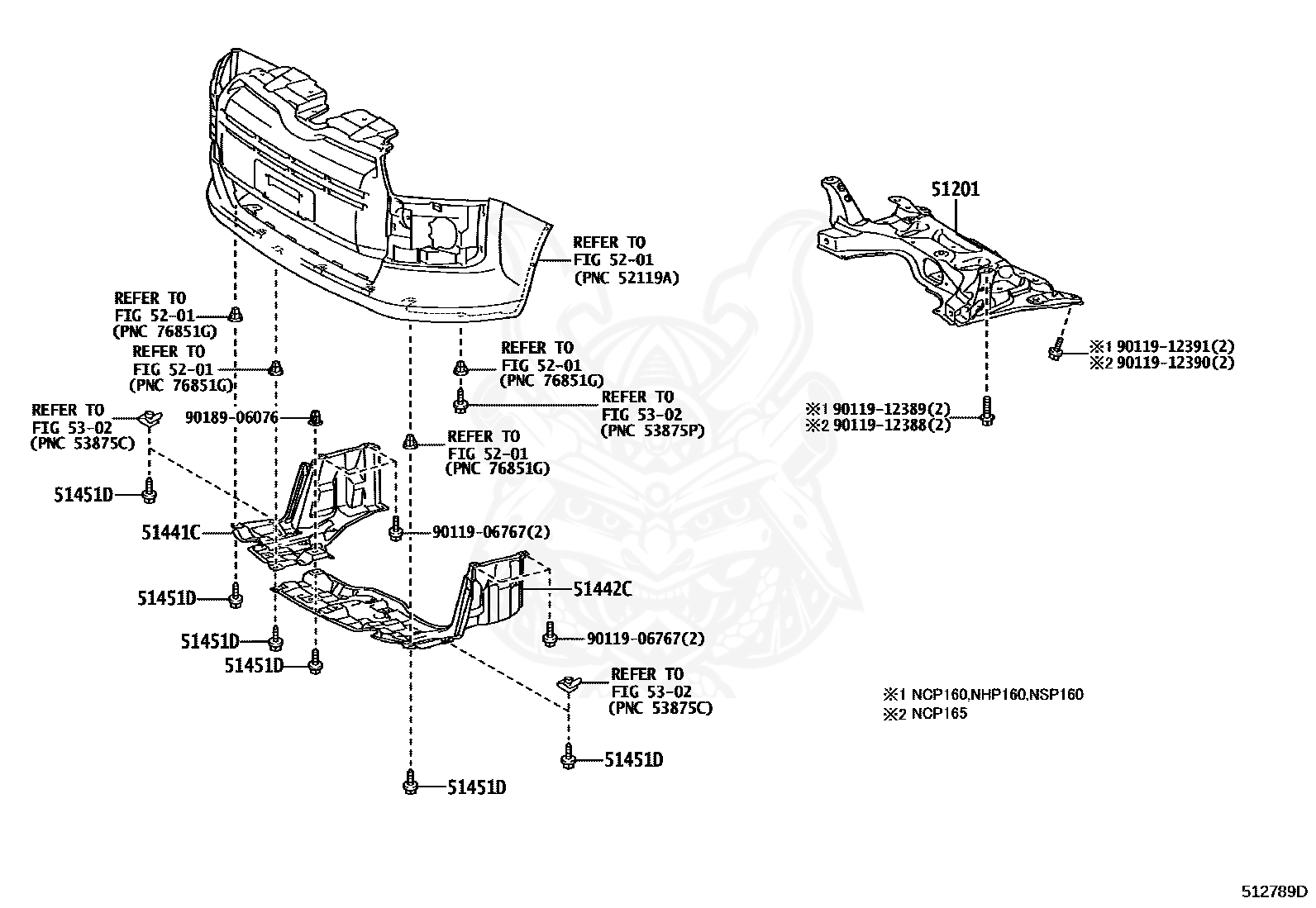 51201-52087 - Toyota - Crossmember Sub-assy, Front Suspension 