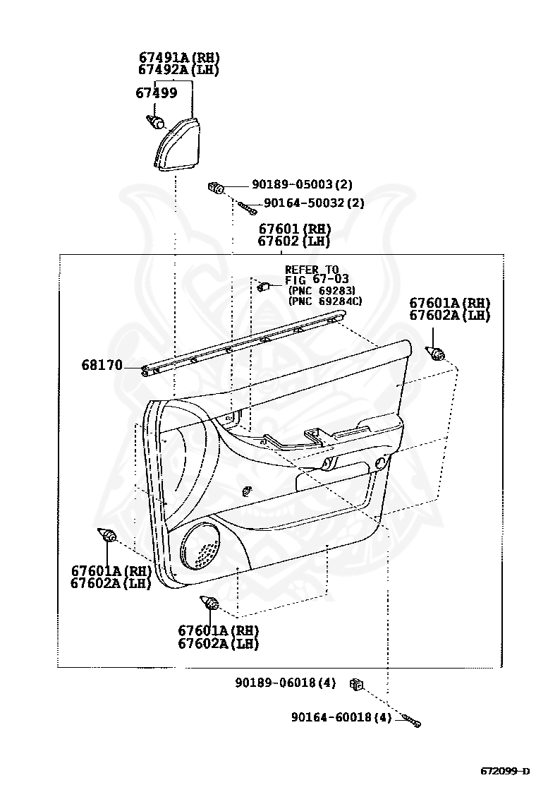 Toyota - Retainer, Door Trim, Lh