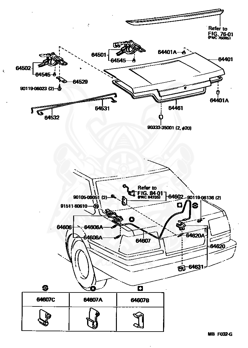 Toyota - Clamp, No.1 (for Luggage Door Lock Control Cable)