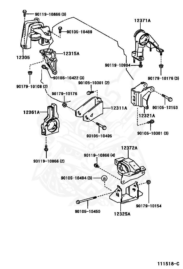 Toyota - Insulator Sub-assy, Engine Mounting, Rh