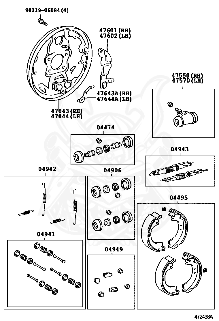 Toyota - Shoe Kit, Rear Brake