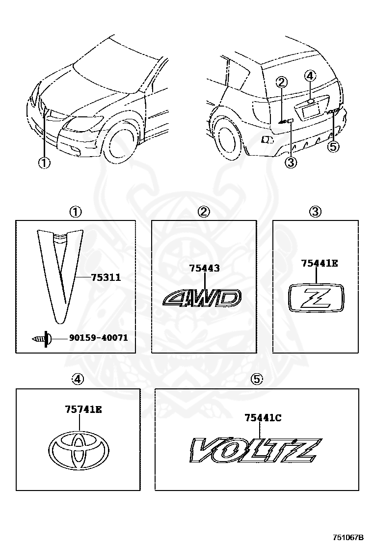 Toyota - Plate, Back Door Name