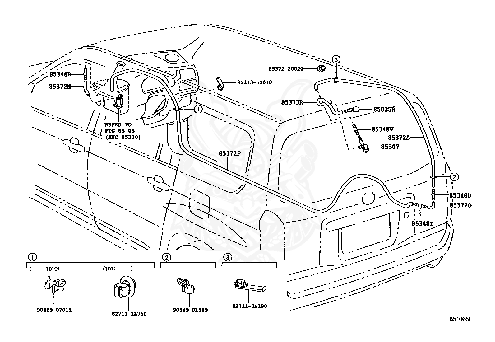 Toyota - HOSE, REAR WASHER (FROM JOINT TO JOINT OR NOZZLE)