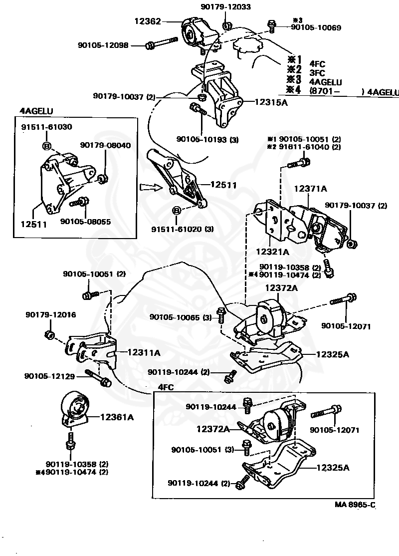 Toyota - Bracket, Engine Mounting, Front (for Transverse Engine)