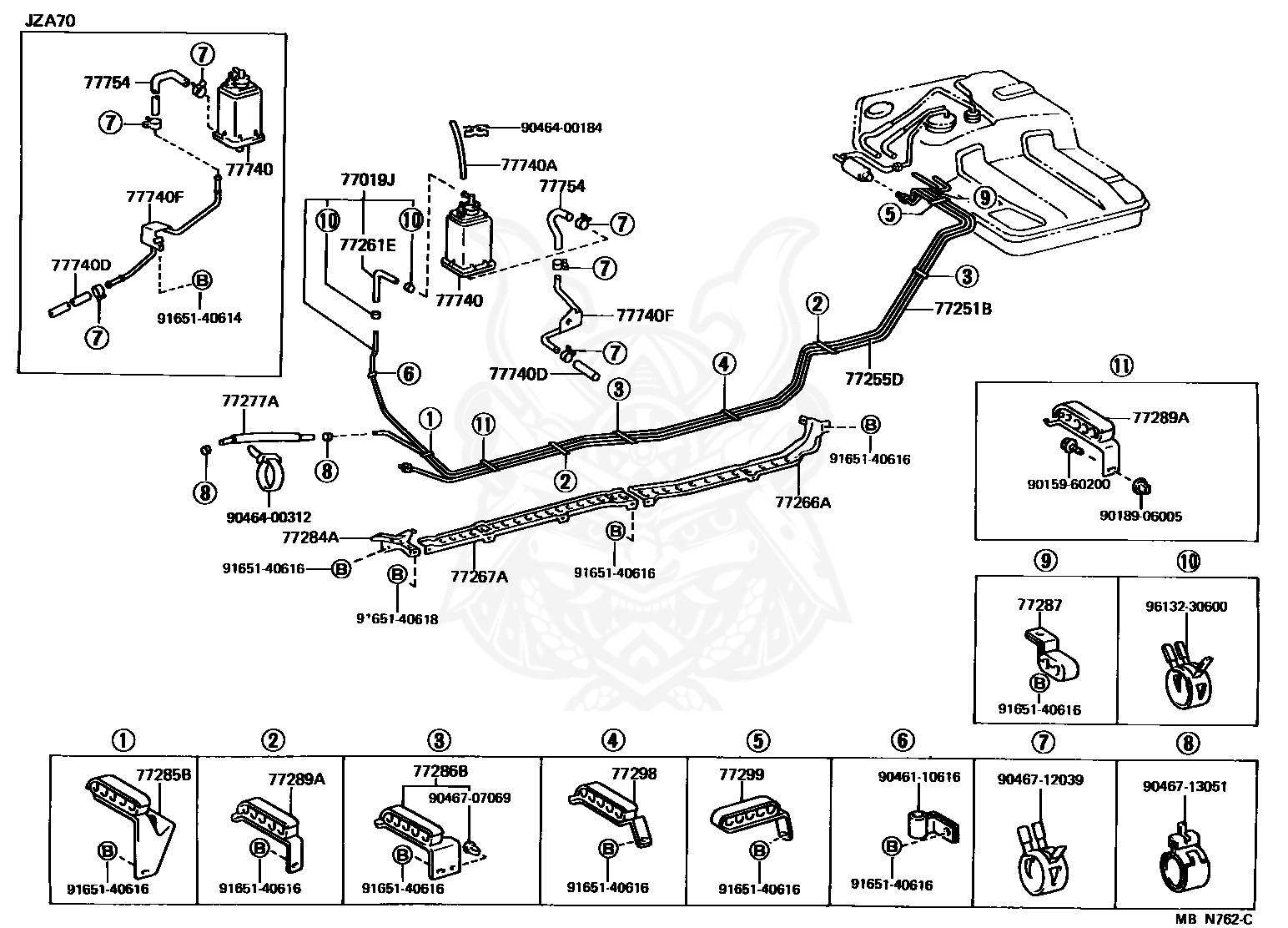 Toyota - Clip (for Water By-pass Hose No.7)