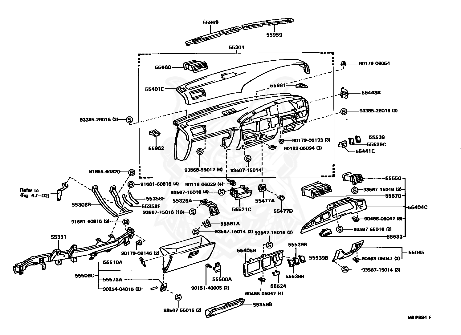 Toyota - Register Assy, Instrument Panel, No.2