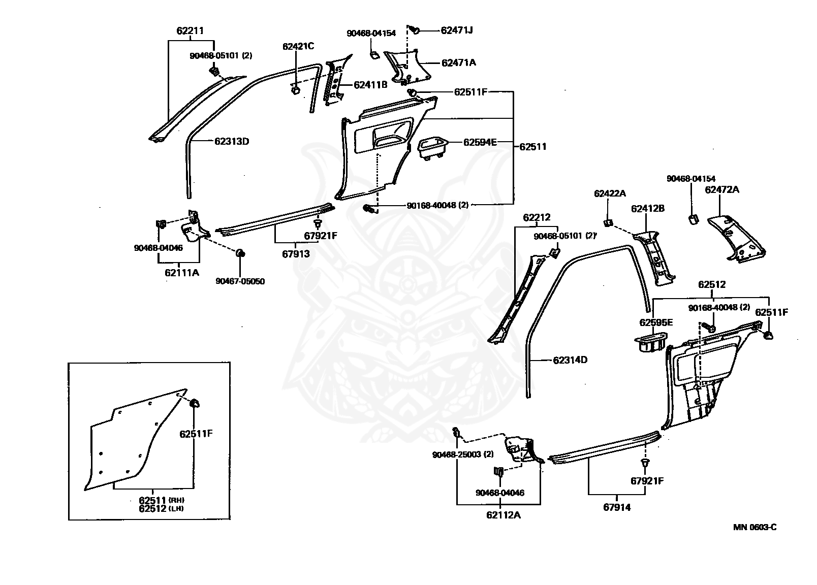 Toyota - Retainer, Front Door Scuff Plate