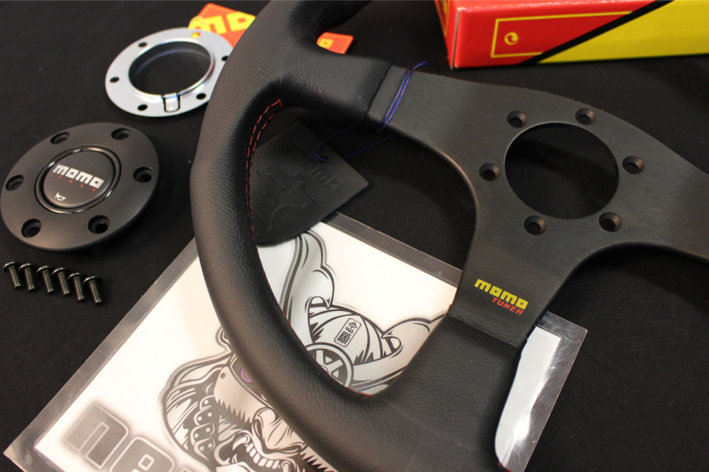 MOMO Tuner Black 350 steering wheel with red stitching
