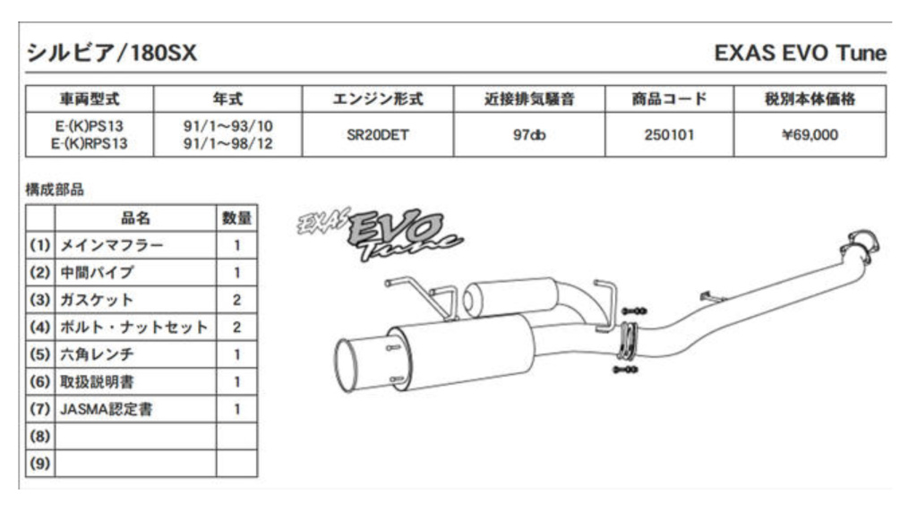 本物 EVO - EXAS - Sports GP Tune Performance Nengun - パーツ