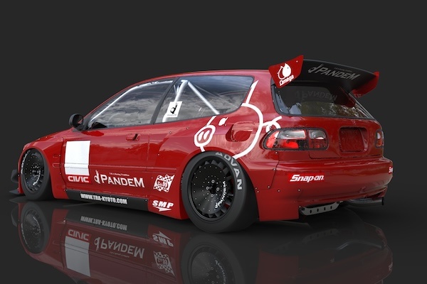 Onemodel　EG6 Rocket Bunny CIVIC / red One Model 1:64 Honda Civic EG6 Rocket Bunny Pandem Red
