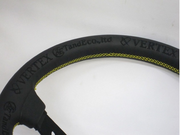 Car Make T&E - Vertex - Steering Wheel - KING OF VERTEX - Black Leather - 330mm