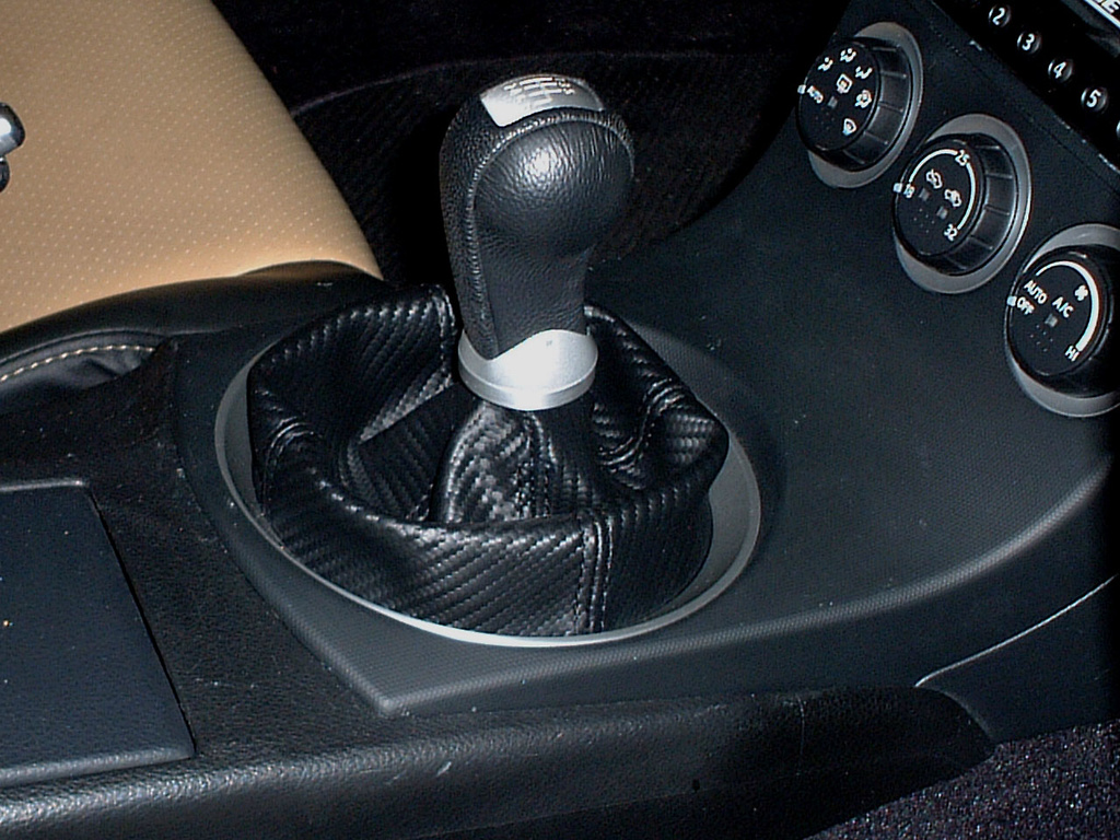 Black Stitch en fibre de carbone vinyle Manual Gear gaiter Fits 350Z Z33 2002-2009