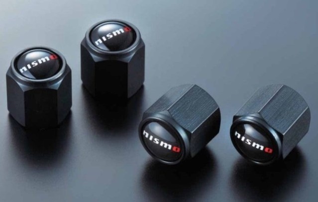 thumbnail image 2 of Nissan Black On Black Aluminum Tire Valve Stem Caps – Cylinder Style, New Logo, Set Of 4 2 of 4