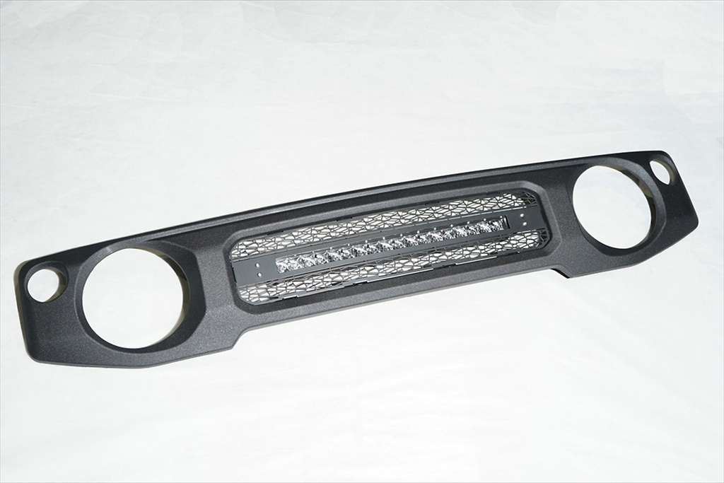 LED Light Bar Grill (with LED Light Bar) - Construction: ABS - Colour: Raptor Paint Finish - AIM-MT8LLBG-JB74W
