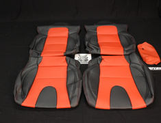 Front Set with Side Airbags - Material: PVC - Color: Black - Insert: Red - Thread: Red - Seat: Front Set - SACPTZ-BNR34-FRT