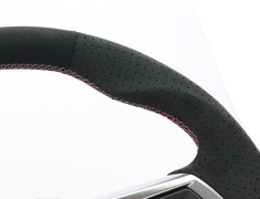 Roadster - ND5RC - Type: D-Shape - Material: Ultra Suede - Color: Black - Diameter: W373mm x H365mm - Stitch: Red/Silver Two-Tone - MC02