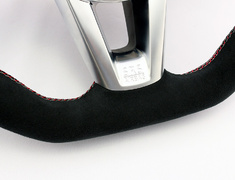 Roadster - ND5RC - Type: D-Shape - Material: Ultra Suede - Color: Black - Diameter: W373mm x H365mm - Stitch: Red/Silver Two-Tone - MC02