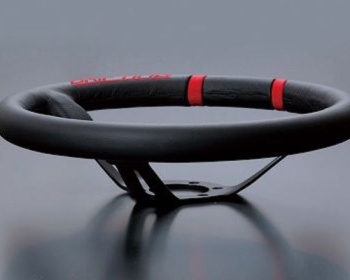 Universal - Material: Leather - Color: Black - Spoke Color: Black - Diameter: 330mm - Depth: 85mm - Stitch: Red - 330/85mm - Black/Red