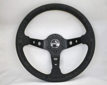 Car Make T&E - Vertex - Steering Wheel - KING OF VERTEX - Black Leather - 330mm