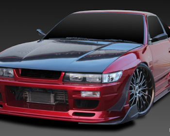 180SX - RS13 - Wide Body 5 Piece Kit: Front Bumper Spoiler + Side Steps + Rear Bumper Spoiler + Front Fenders (+20mm) + Rear Fenders (+50mm) - Construction: FRP - Colour: Unpainted - GCFLASH-SIL80-WB5P